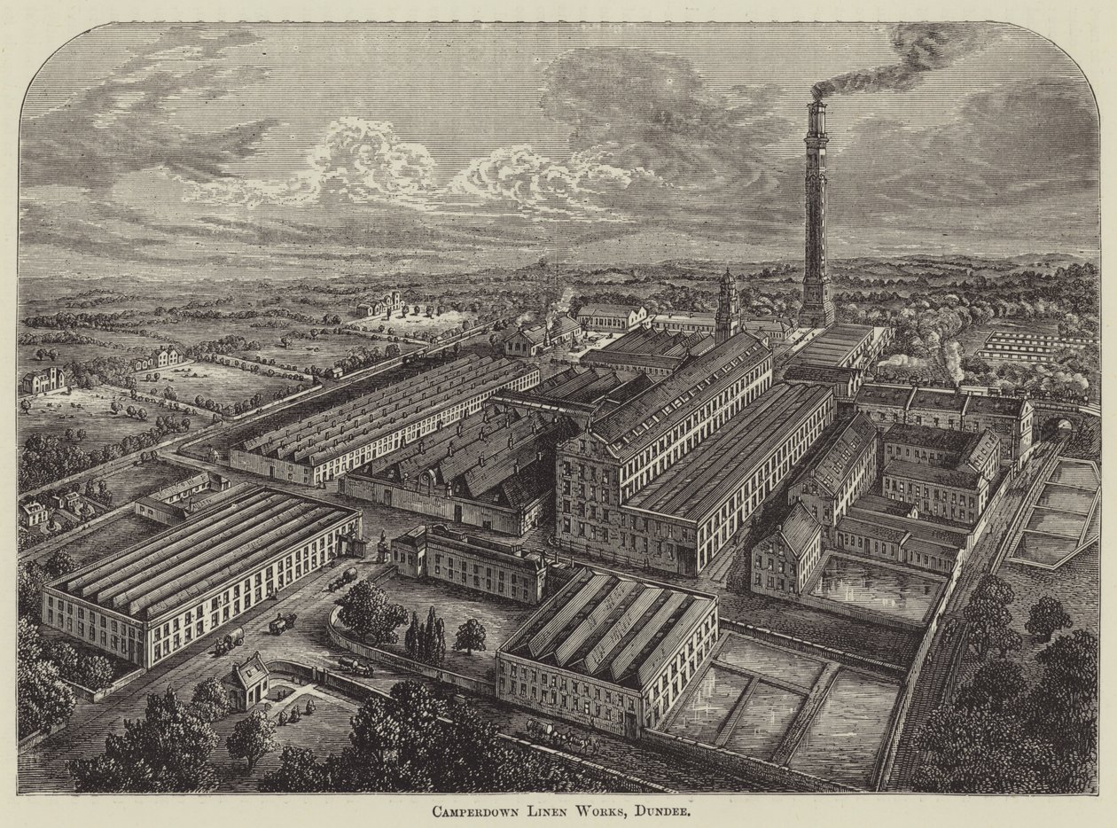 Camperdown Linen Works, Dundee (grabado) de English School