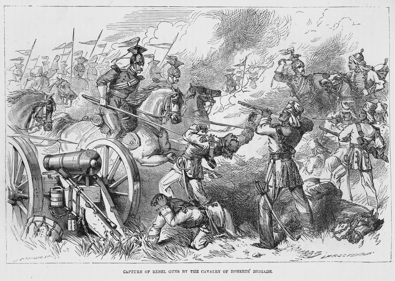 Captura de cañones rebeldes por la caballería de la brigada de Roberts de English School