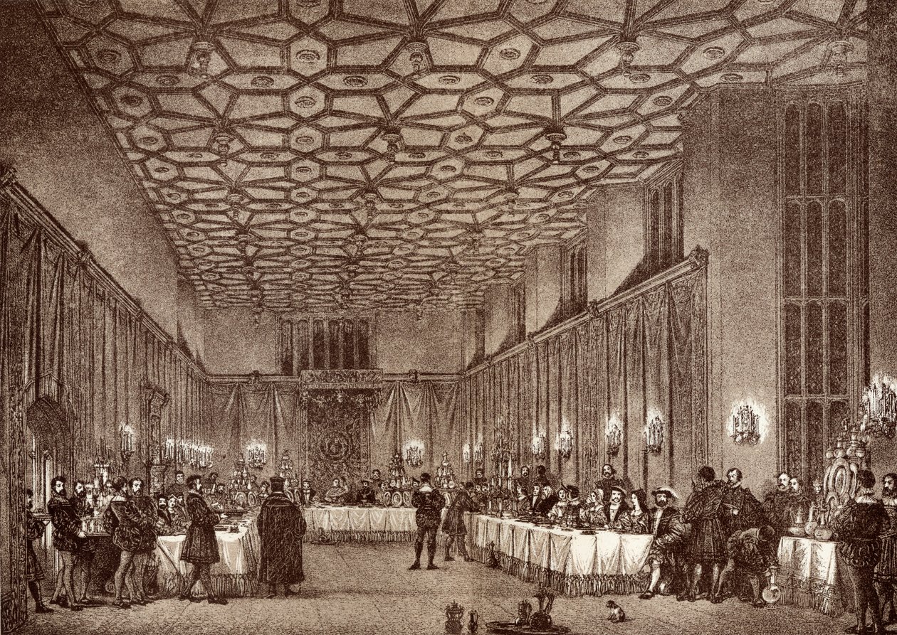 El cardenal Wolsey entreteniendo a los embajadores franceses en el Palacio de Hampton Court, de 