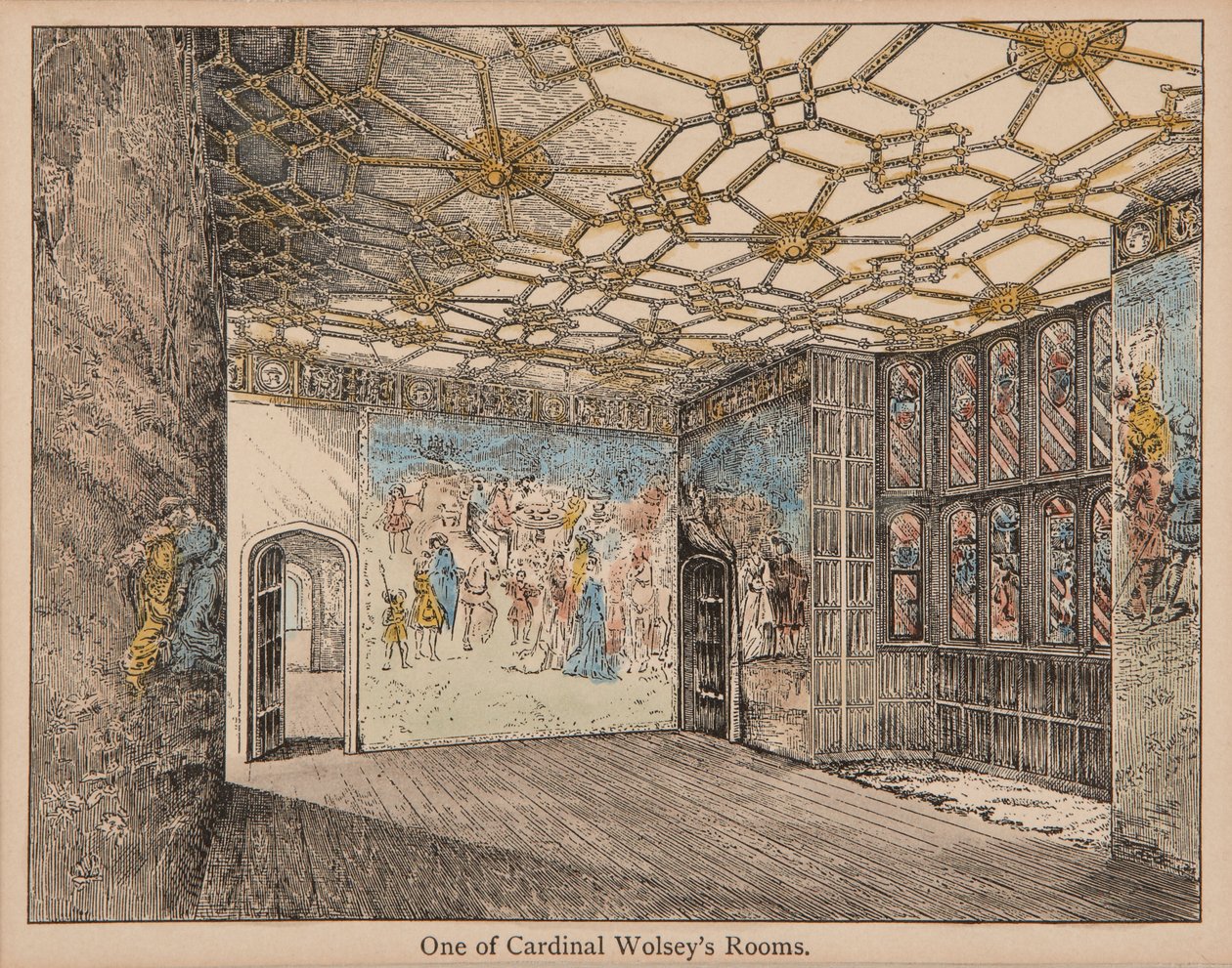 Habitaciones del cardenal Wolsey (litografía coloreada a mano) de English School