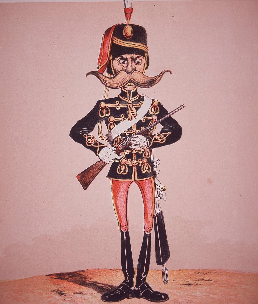 Caricatura de centinela del 11º Hussars, de 