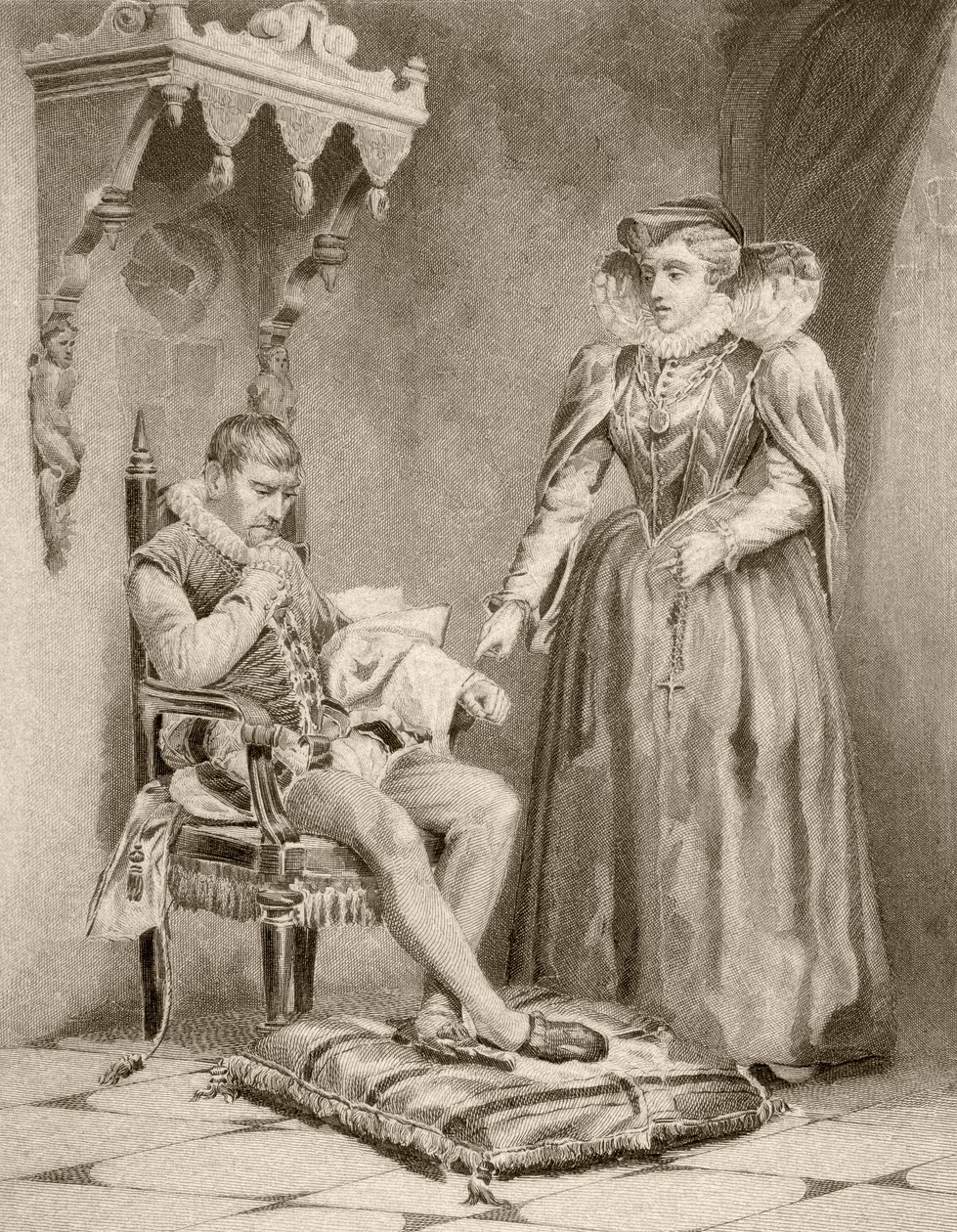 Catalina de Médicis con su hijo Carlos IX (litografía) de English School