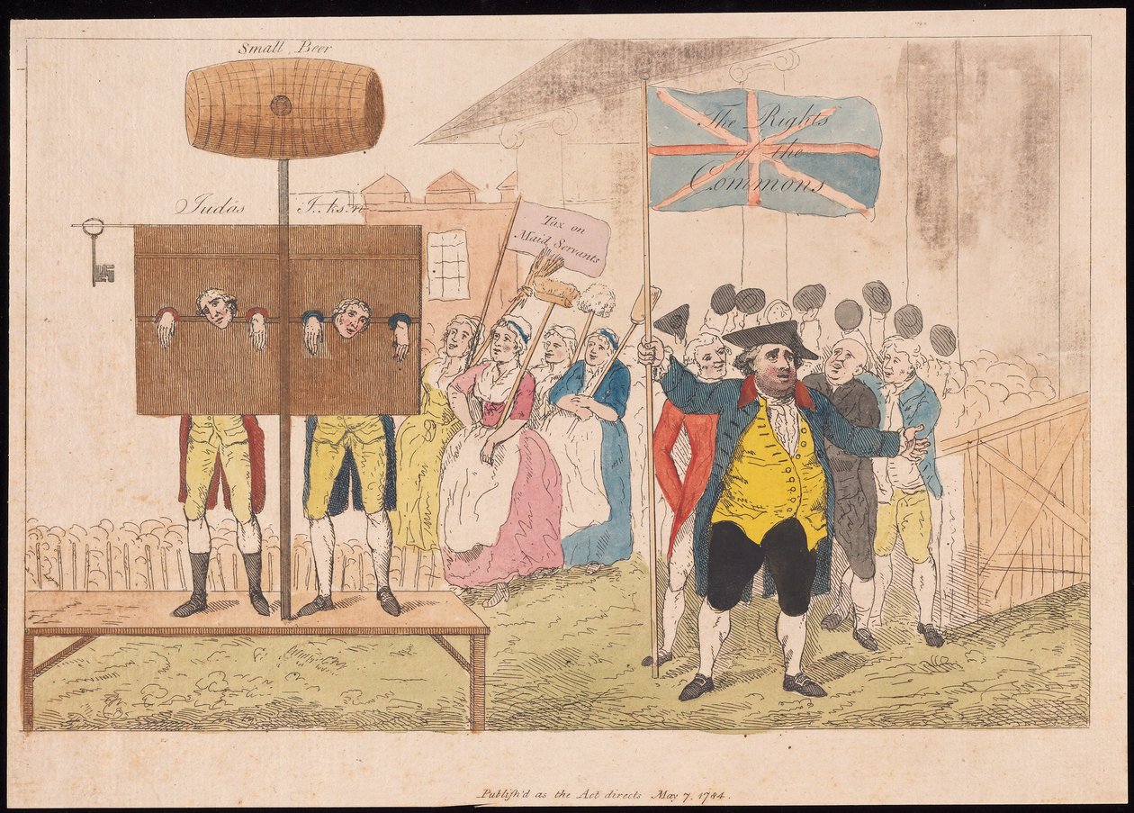 Cecil Wray en la picota Los derechos de los comunes, pub. 1784 de English School