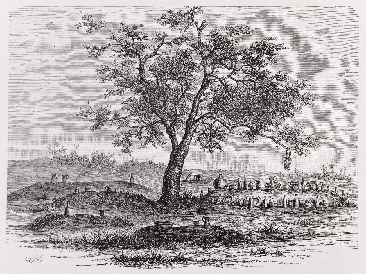 Cementerio y árbol sagrado en Mbinda, de 