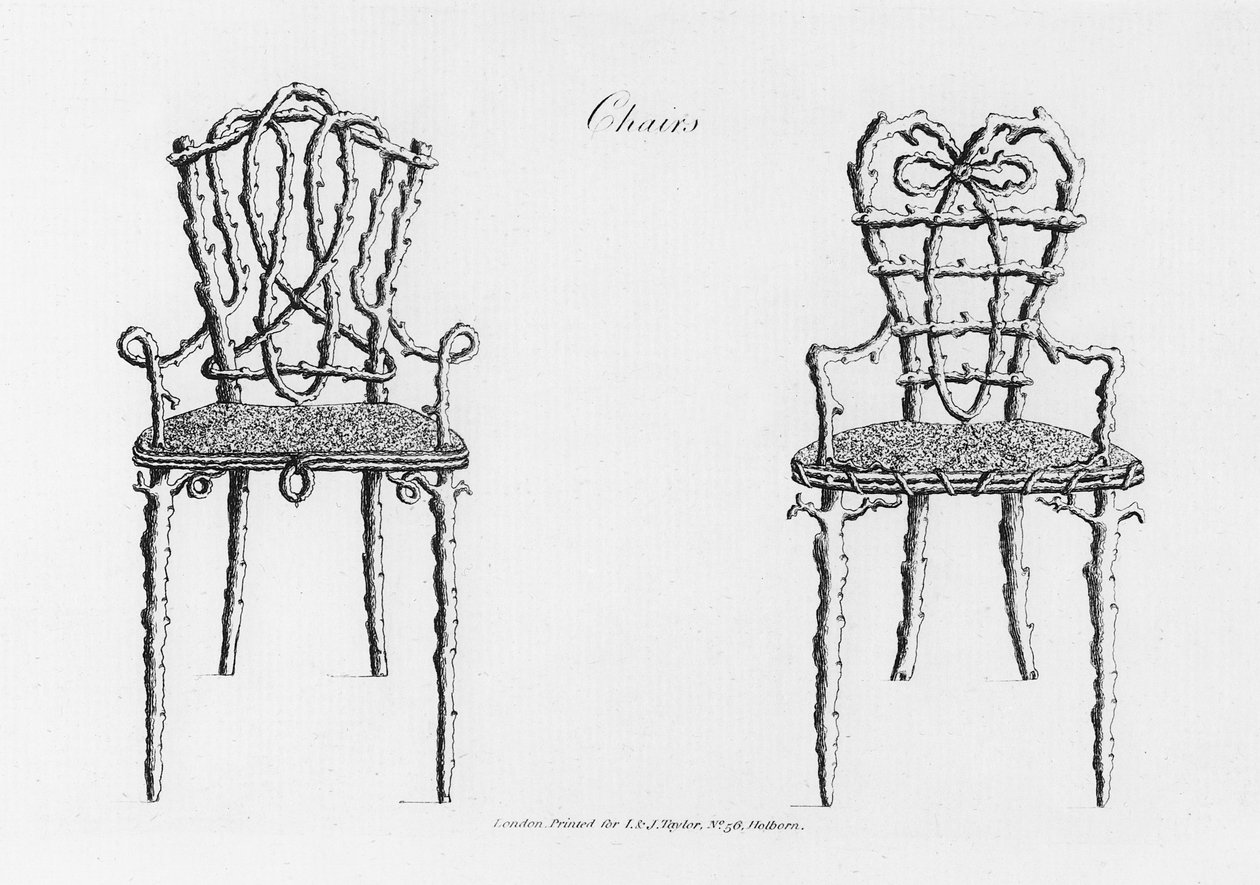 Sillas, de Grotesque Architecture, or Rural Amusement, por William Wrighte, publicado en 1768 de English School