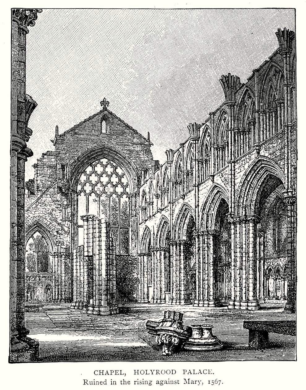 Capilla del palacio de Holyrood (grabado) de English School