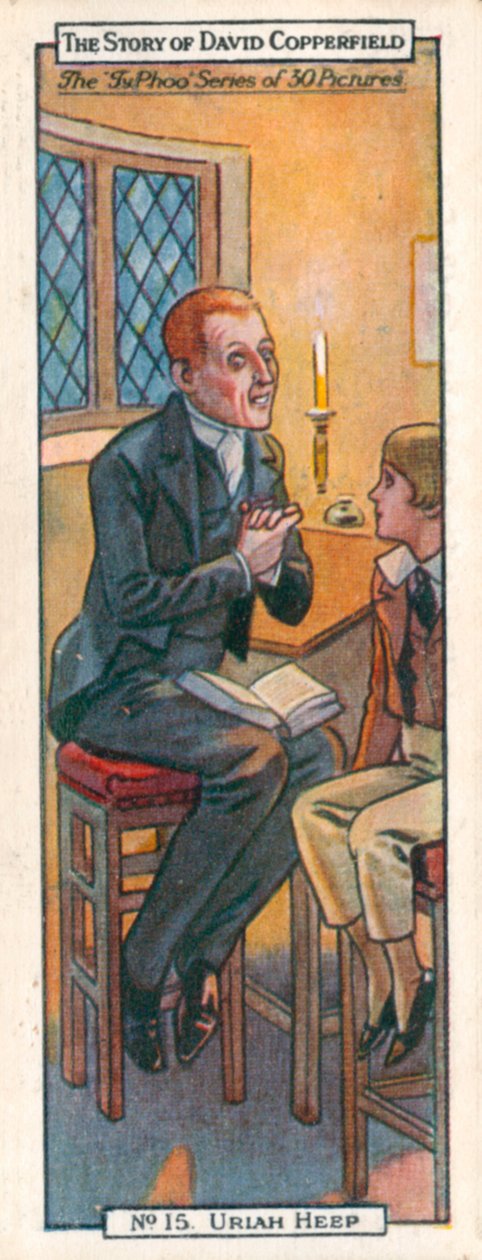 Personajes de David Copperfield: Uriah Heep (litografía en color) de English School