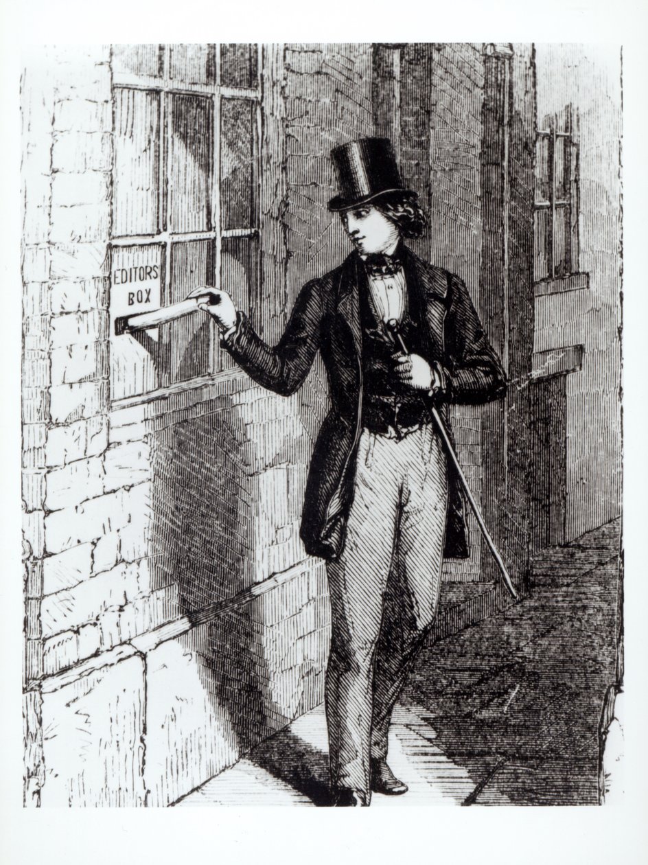 Charles Dickens presentando sus historias de English School
