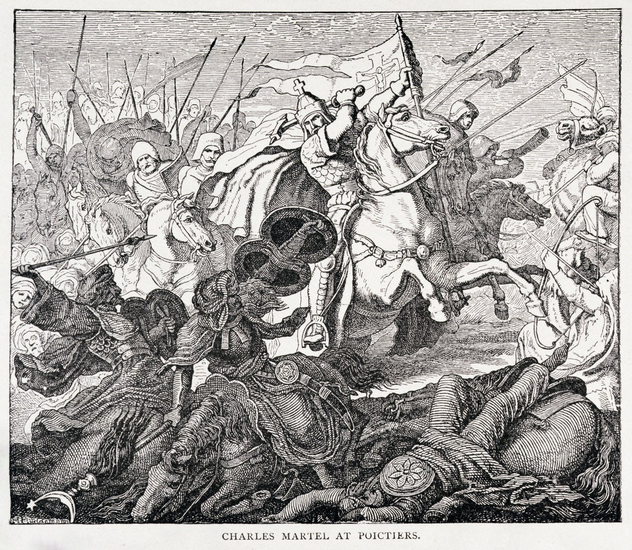 Carlos Martel (c.688-741) en Poictiers, de La historia de Francia, por Emile de Bonnechose, publicado por Ward, Lock and Co, Londres de English School