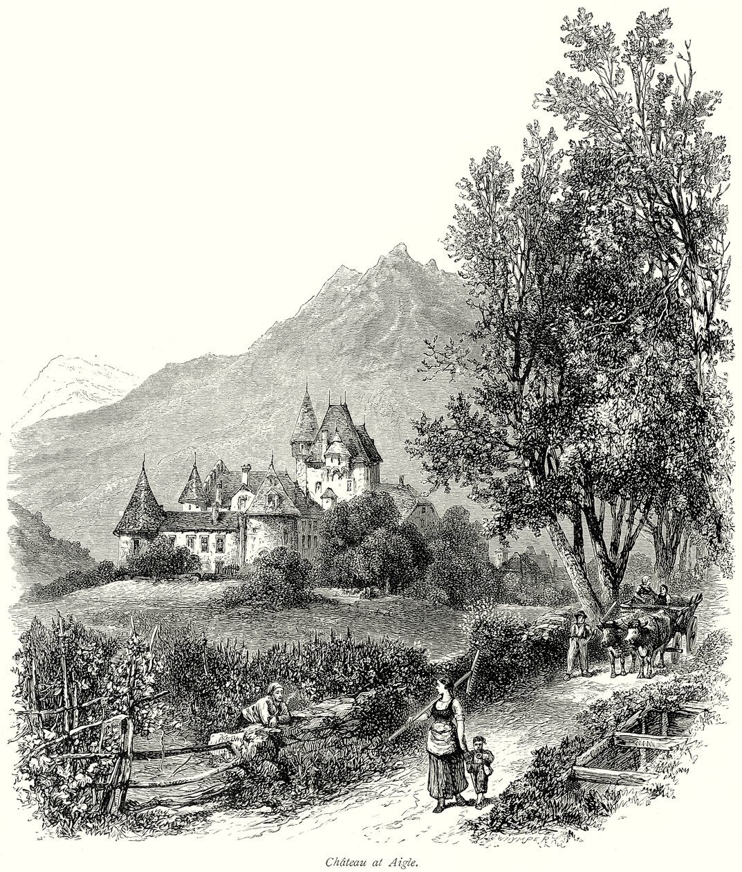 Castillo de Aigle (grabado) de English School