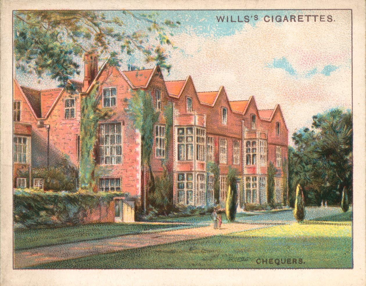 Chequers, Buckinghamshire (litografía en color) de English School
