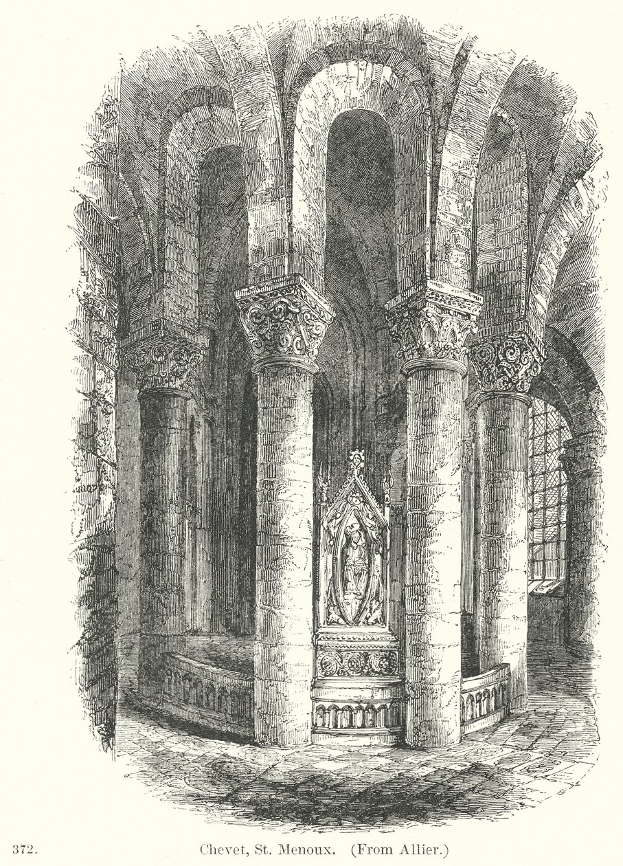 Chevet, St Menoux (grabado) de English School