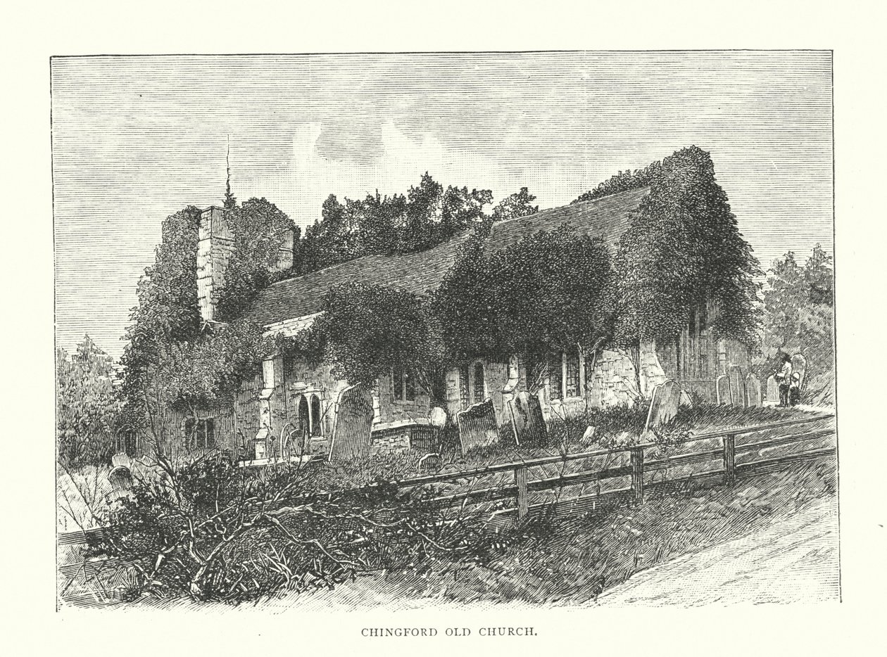 Chingford Old Church (grabado) de English School