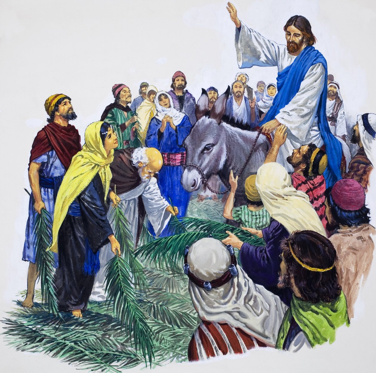 Cristo entrando en Jerusalén (gouache sobre papel) de English School