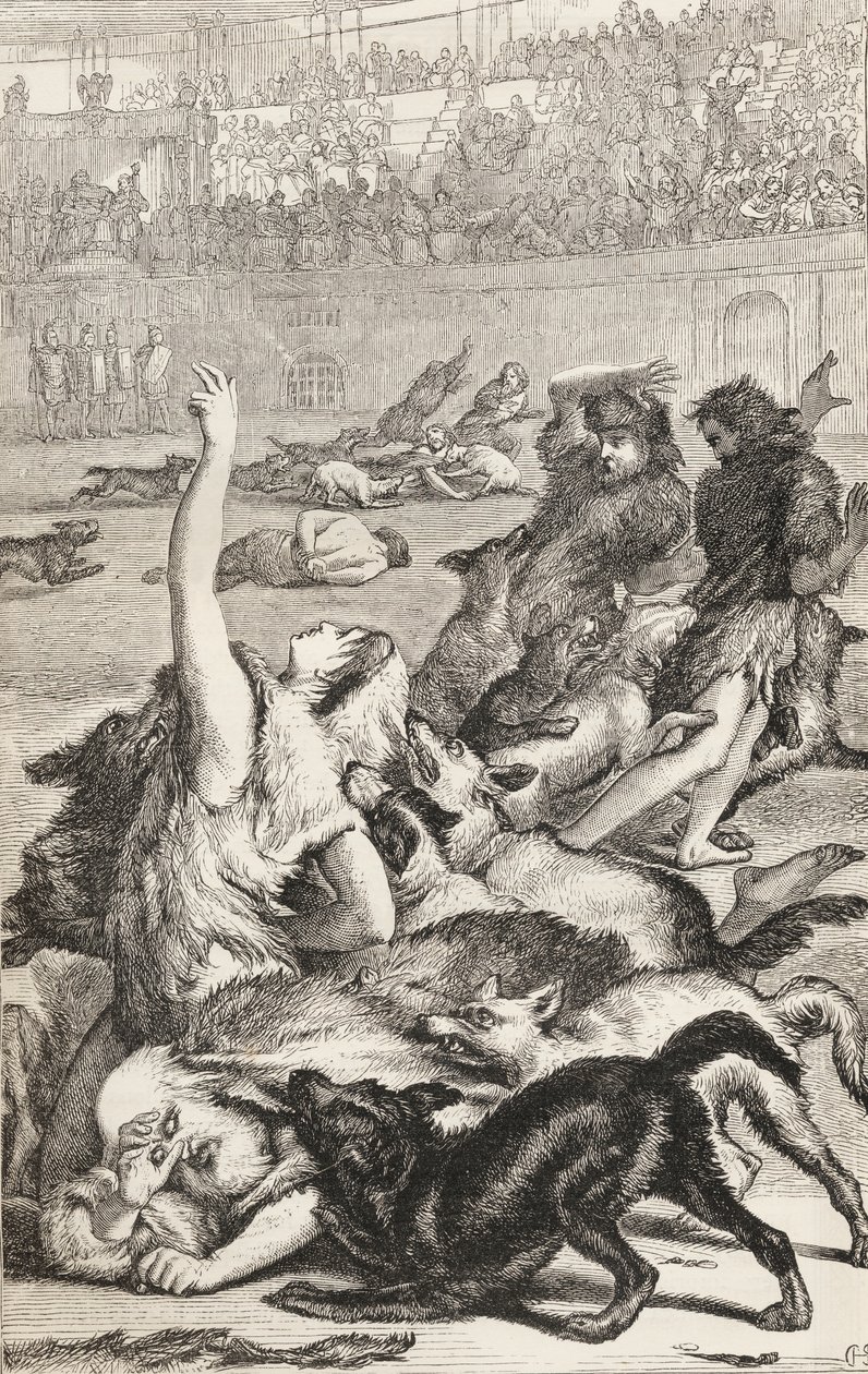 Mártires cristianos en la arena romana, c.1865 de English School