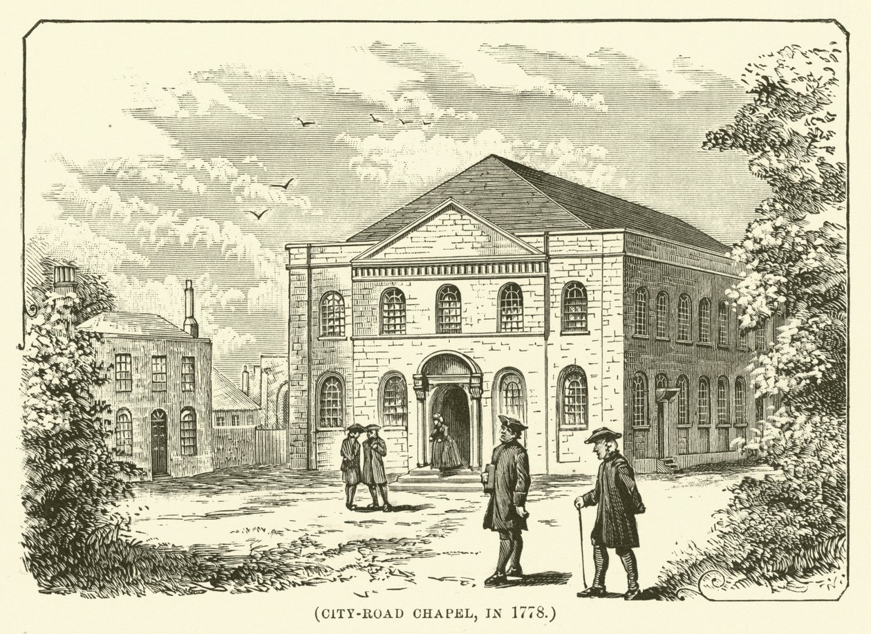 Capilla de City-Road, en 1778 (grabado) de English School