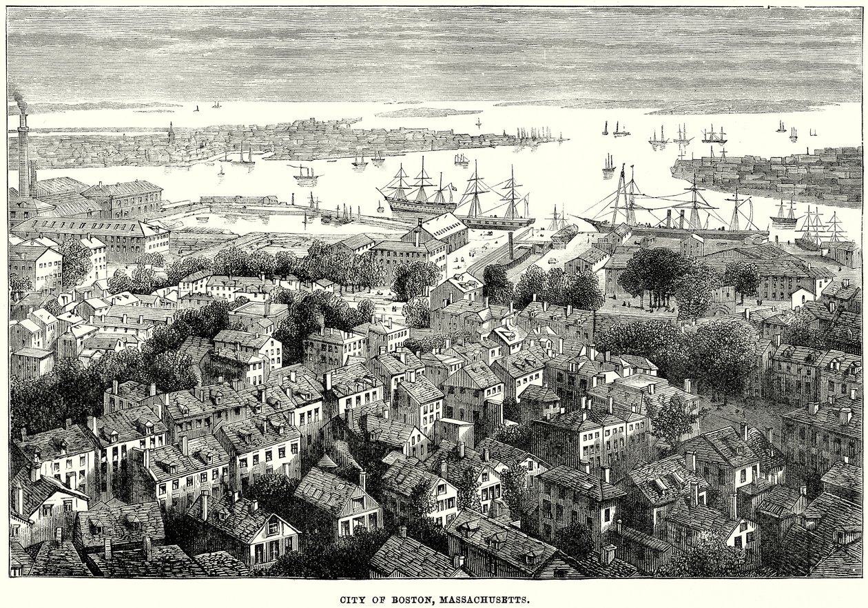 Ciudad de Boston, Massachusetts (grabado) de English School