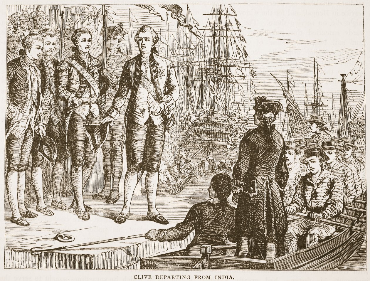 Clive partiendo de la India, ilustración de Cassells Illustrated History of India de James Grant, pub. 1879 de English School
