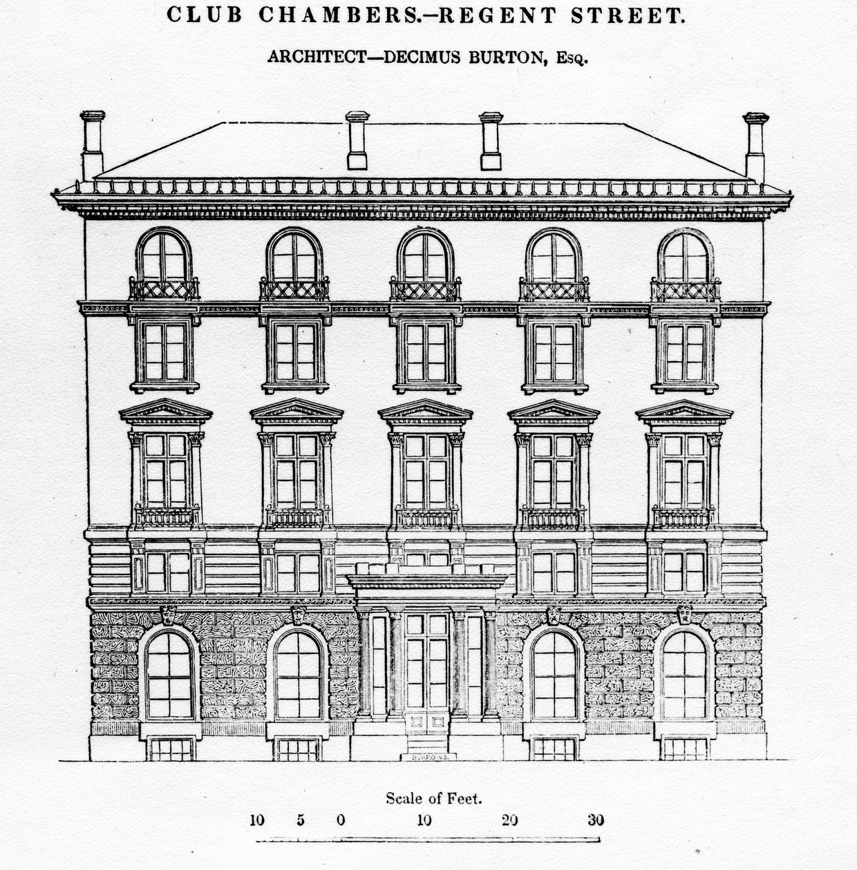 Club Chambers, Regent Street, 1839 de English School