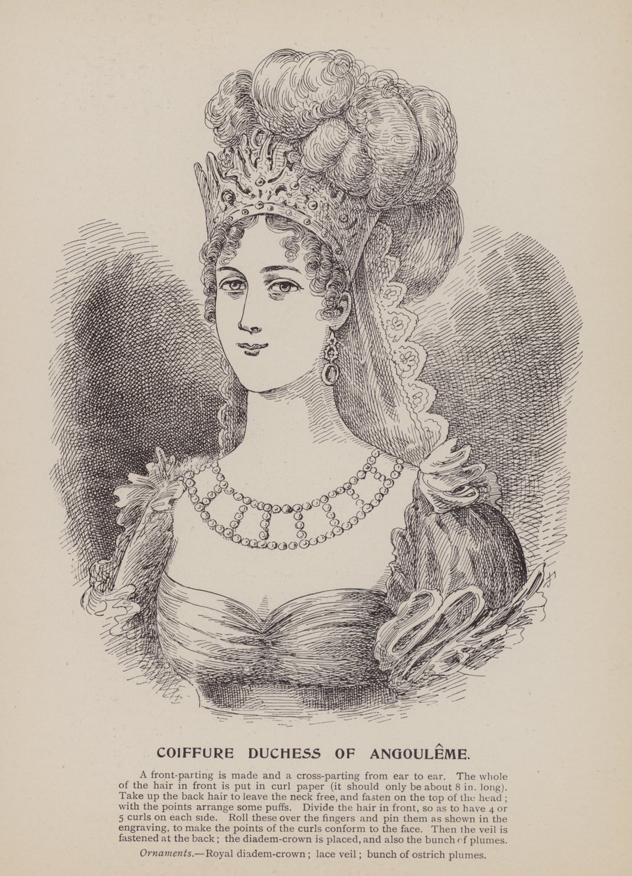 Coiffure Duquesa de Angulema (grabado) de English School