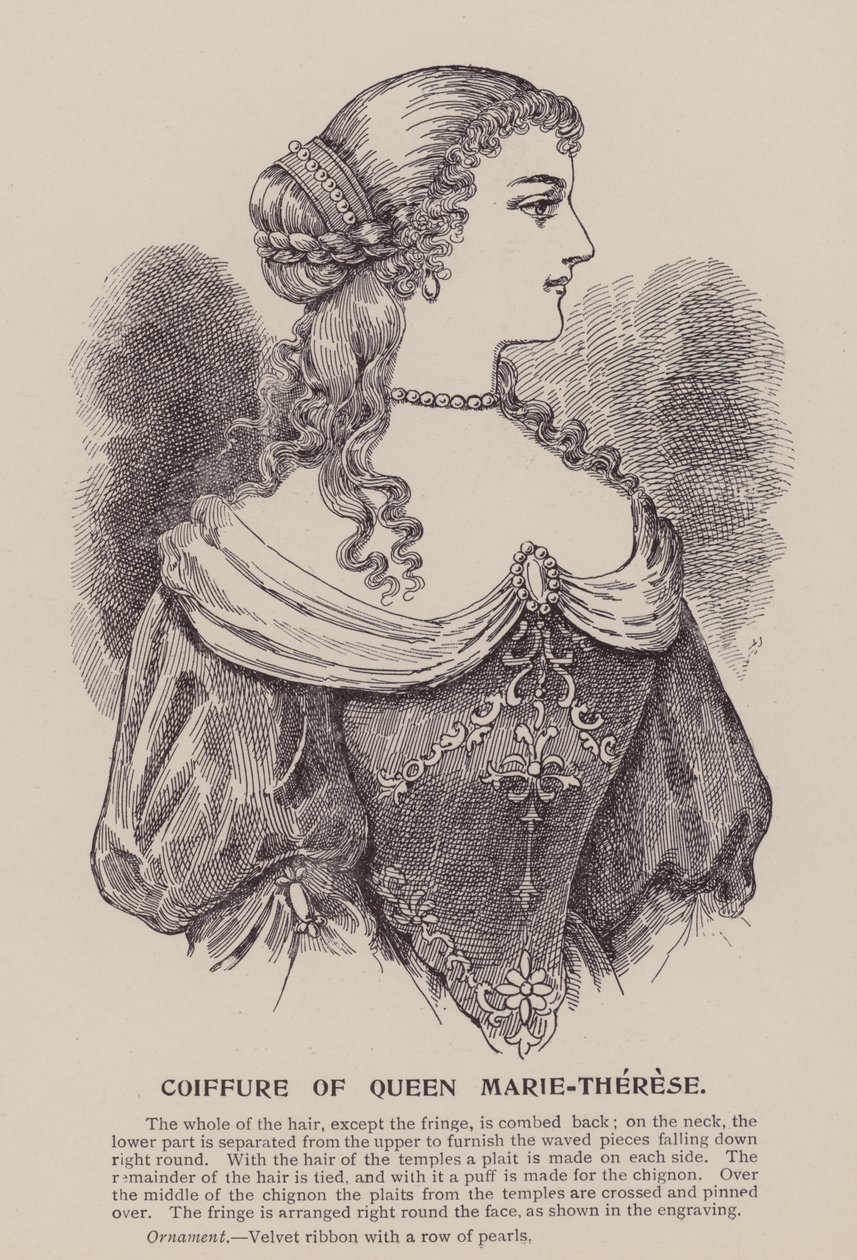 Coiffure de la reina Marie-Therese (grabado) de English School