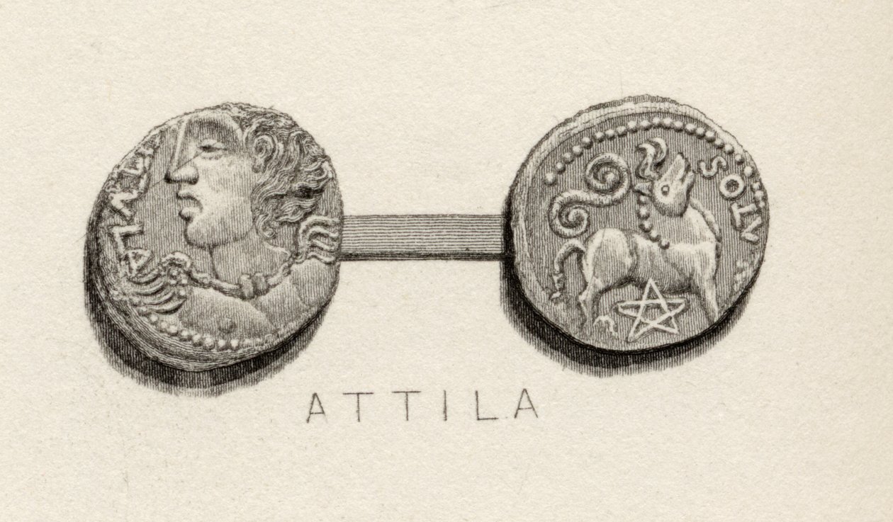 Moneda de la era de Atila, Rey de los Hunos de English School