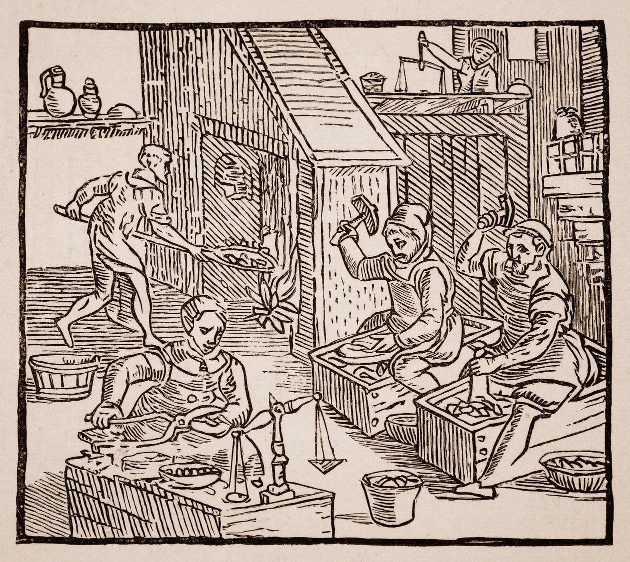 Monederos en el trabajo, 1577 de English School
