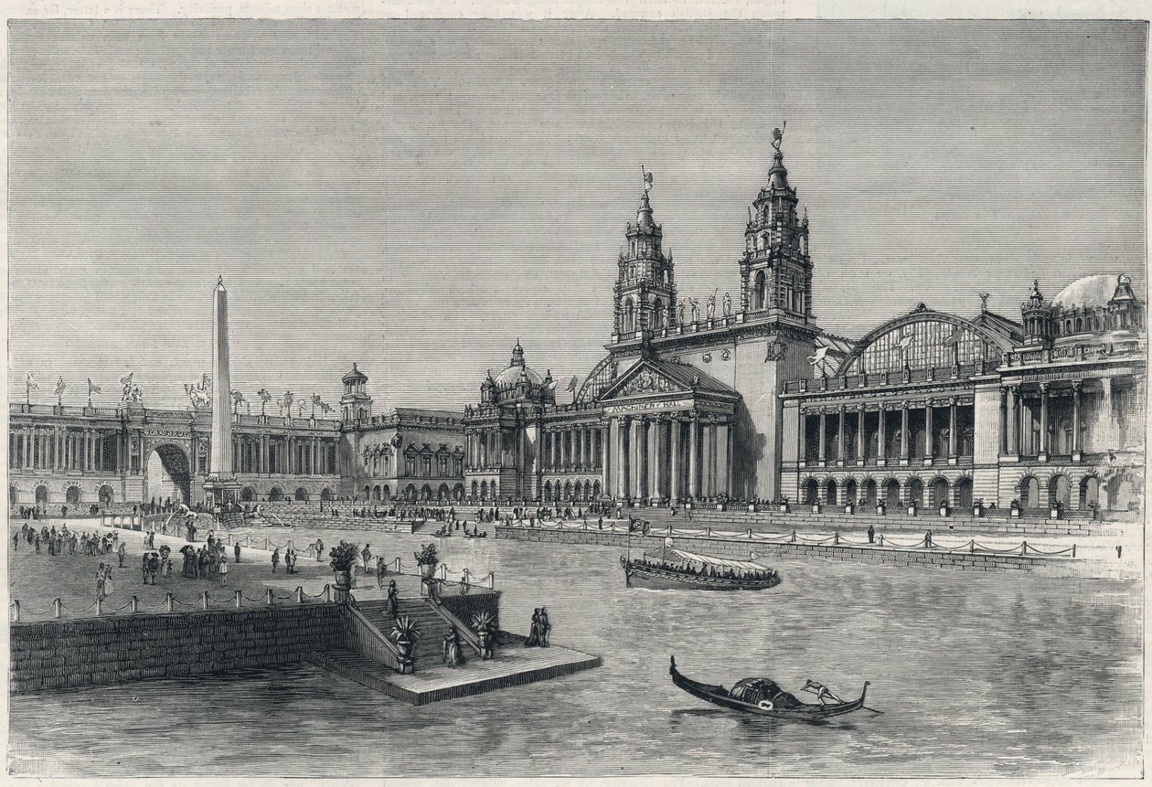 Feria Mundial Colombina o Exposición Mundial Colombina, La exposición de Chicago 1893: el salón de maquinaria - Grabado 1893 de 