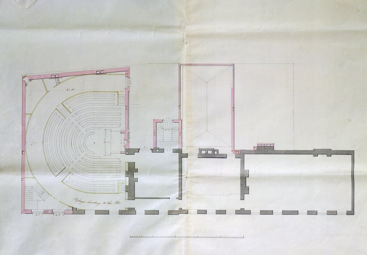 Dibujo contractual para el primer piso de la Royal Institution, 1800 de English School