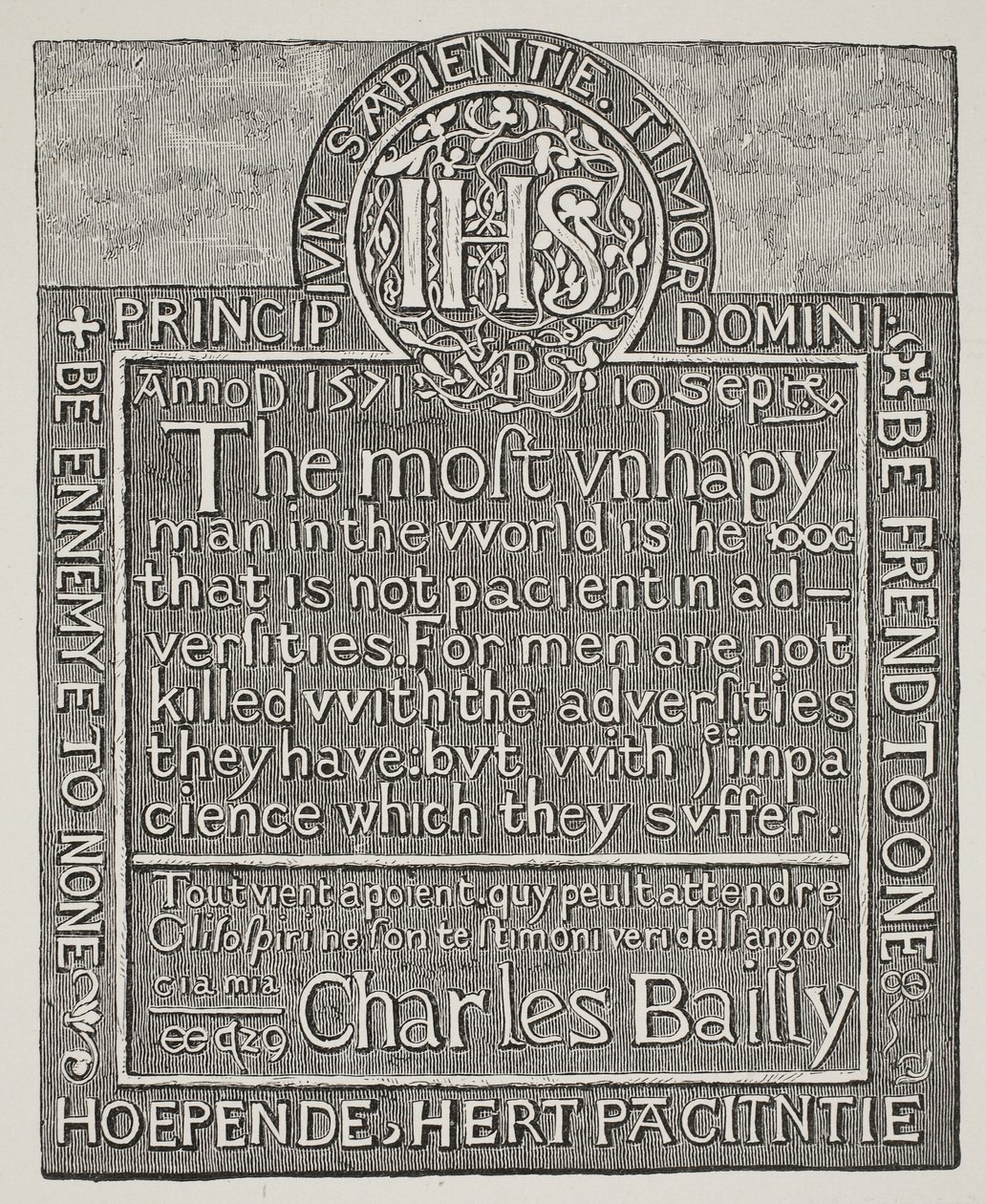Copia de una talla de Charles Bailly, de la pared de la Torre Beauchamp, Torre de Londres, 1571 de English School