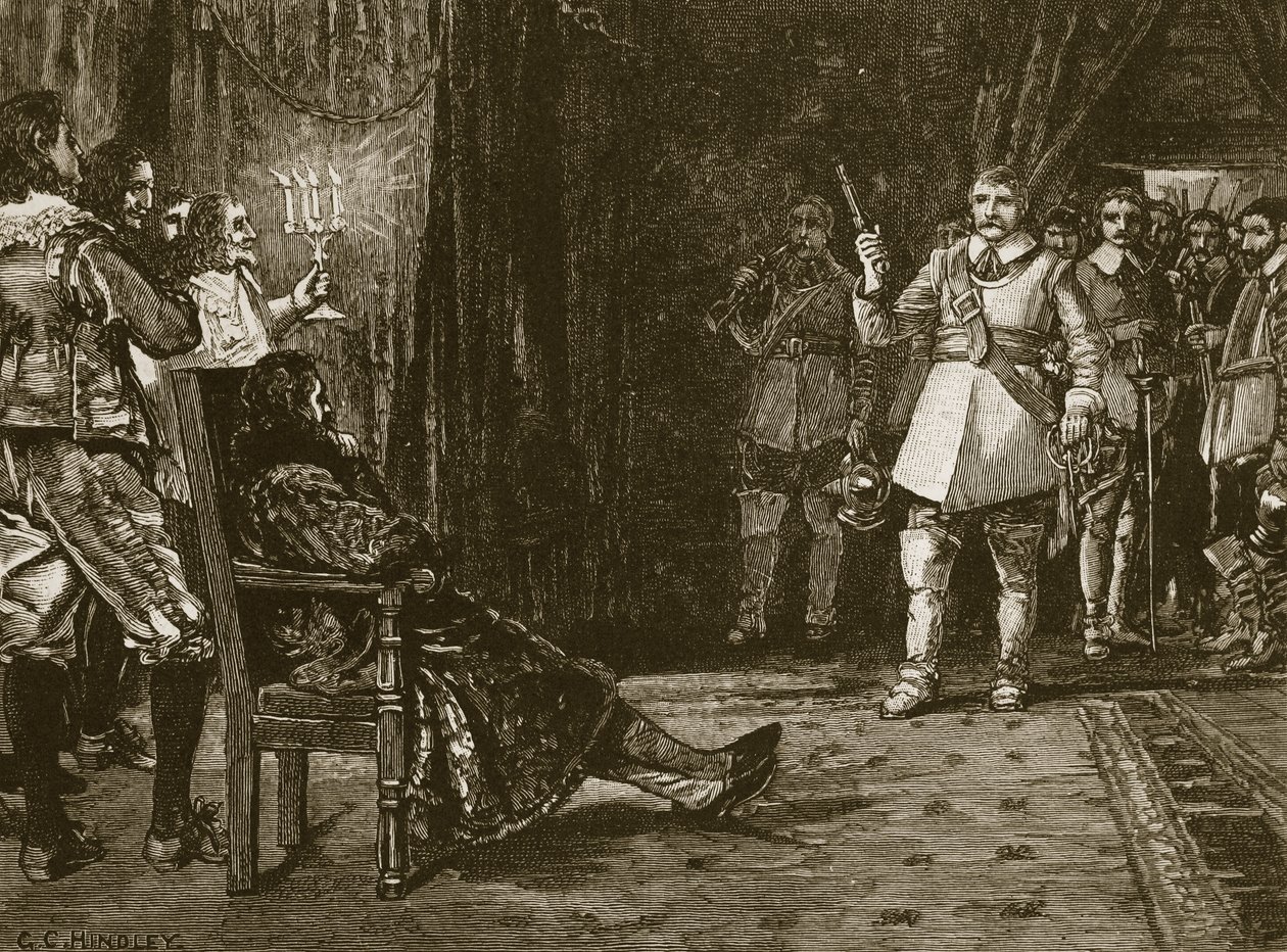 Entrevista del Corneta Joyce con Carlos, ilustración de Cassells Illustrated History of England de English School