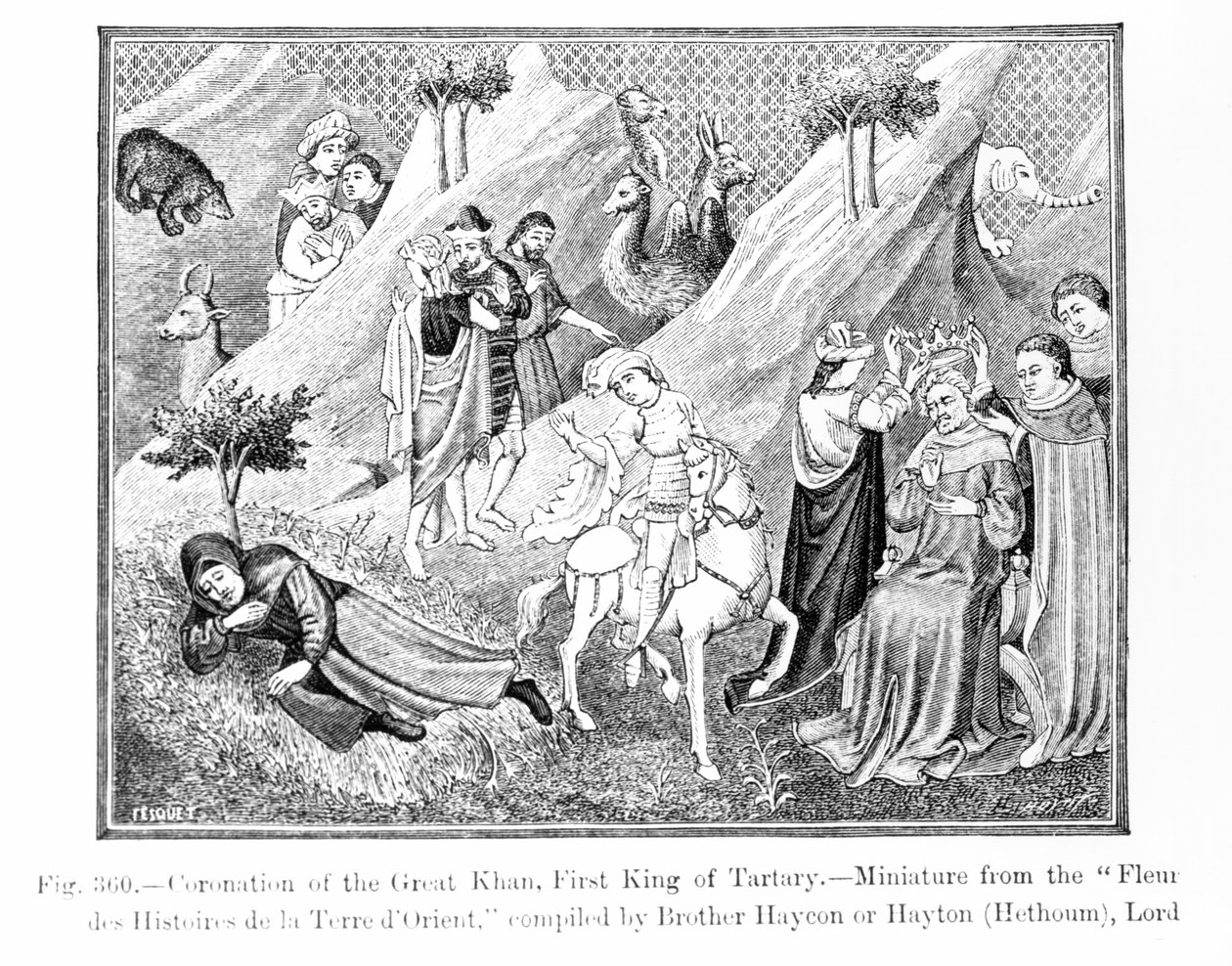 Coronación del Gran Khan (Kublai Khan) (1214-94) Primer Rey de Tartaria, de la Fleur des Histoires de la Terre d