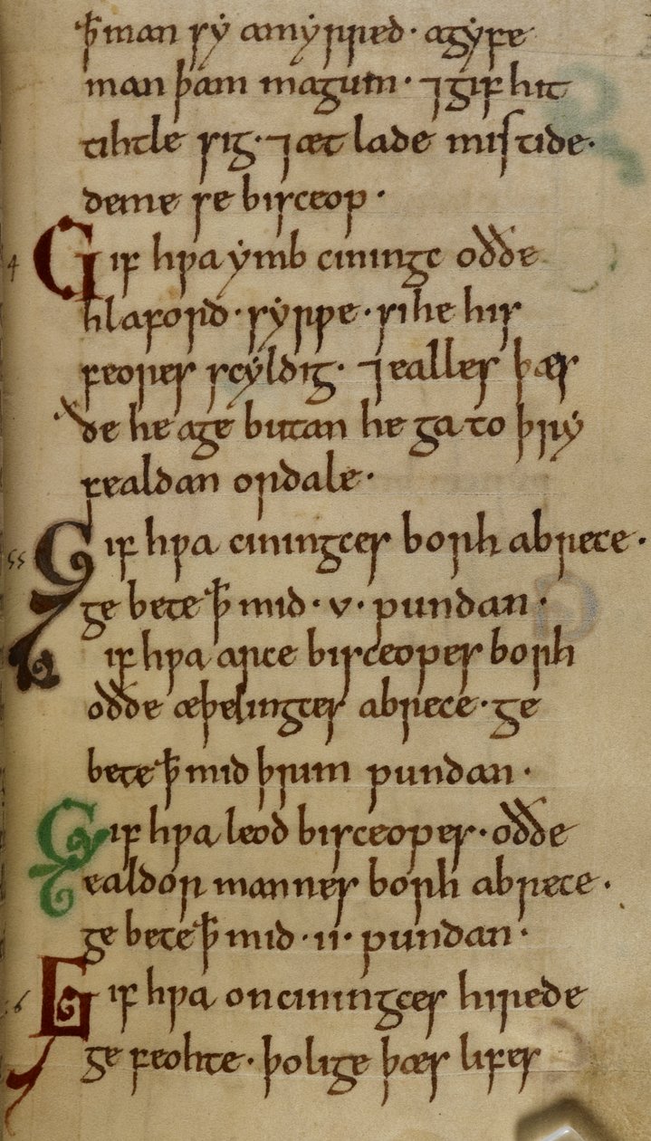Algodón Nero A. I. f.33 Ley-código del Rey Canuto (vitela) de English School