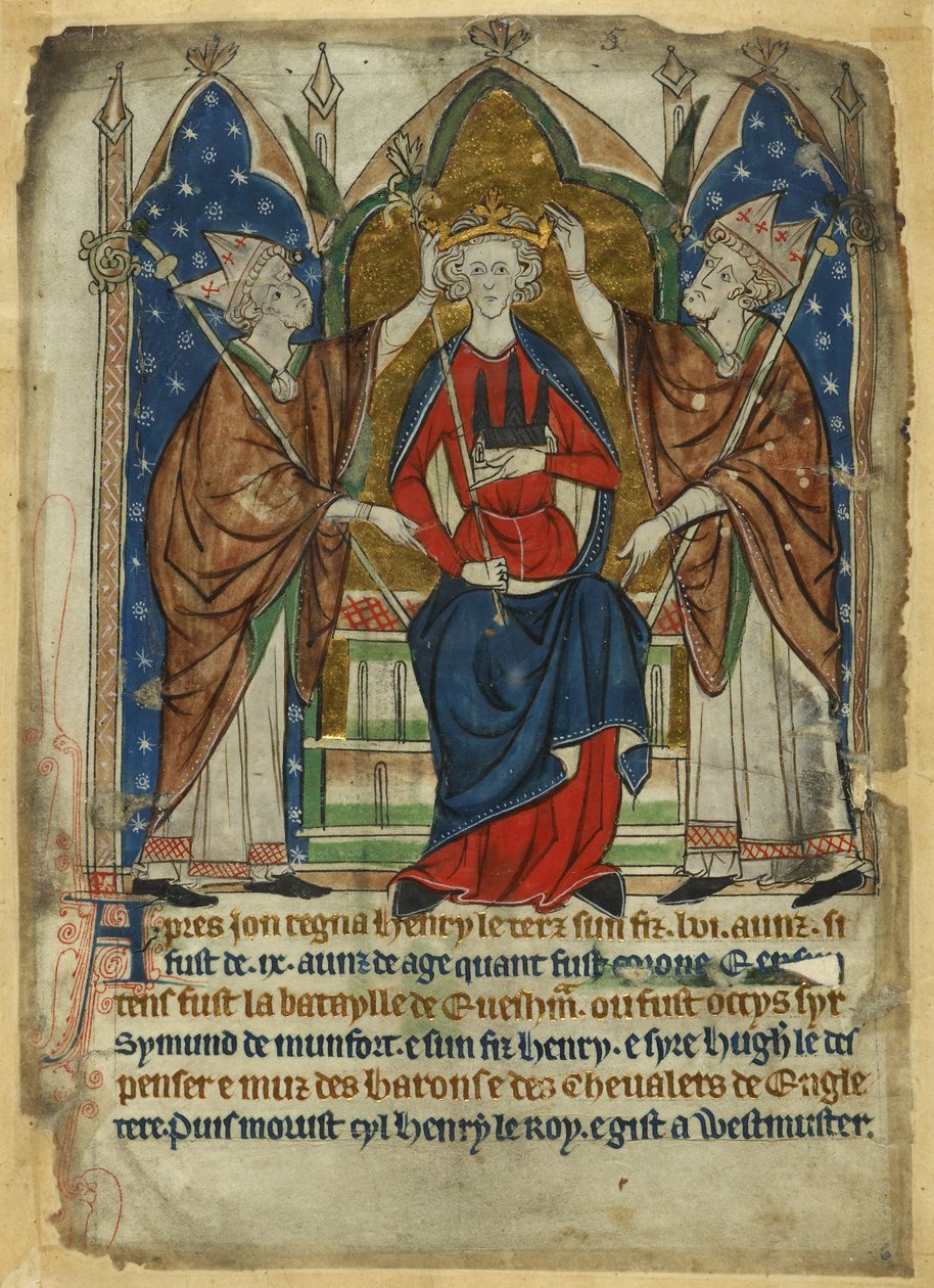 Cotton Vitellius A. XIII, f.6, Coronación de Enrique III, de los 