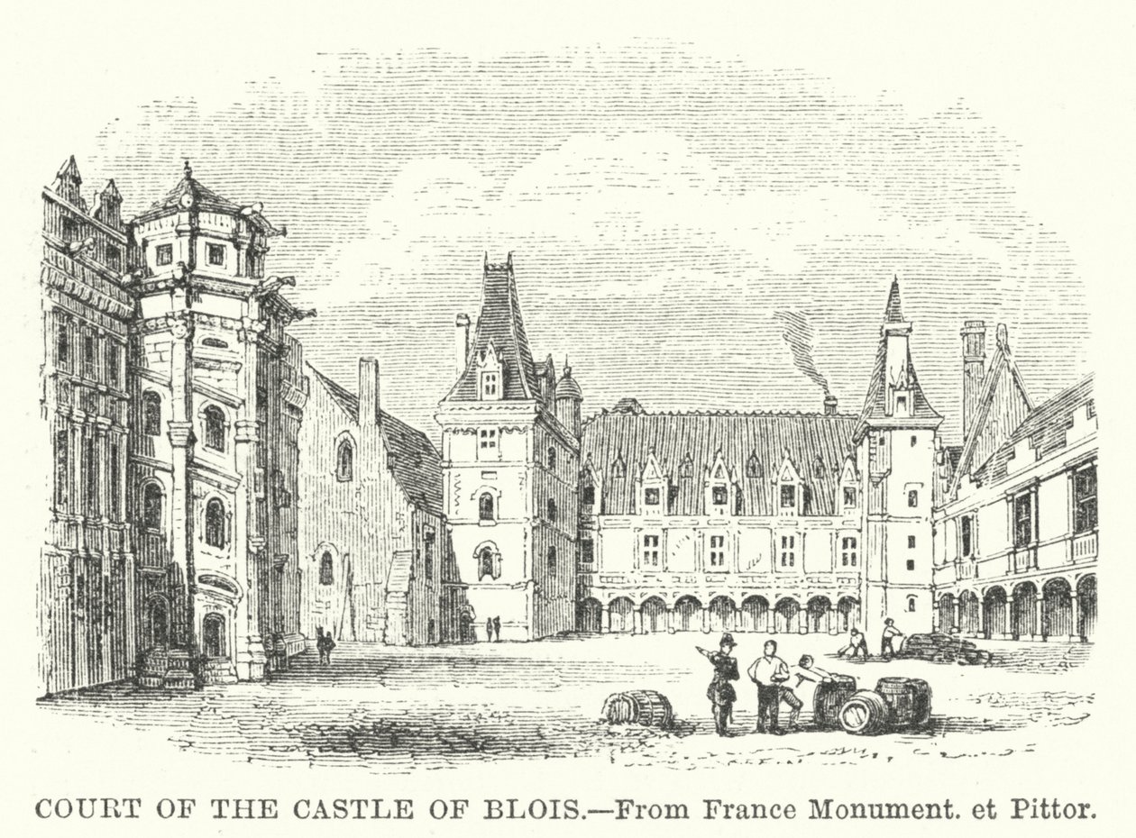 Corte del castillo de Blois (grabado) de English School