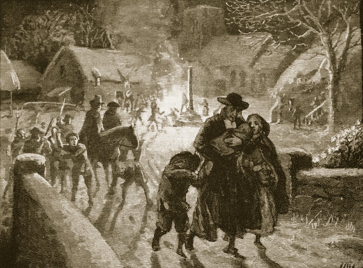Covenanters desalojando a un clérigo episcopal, ilustración de Cassells Illustrated History of England de English School