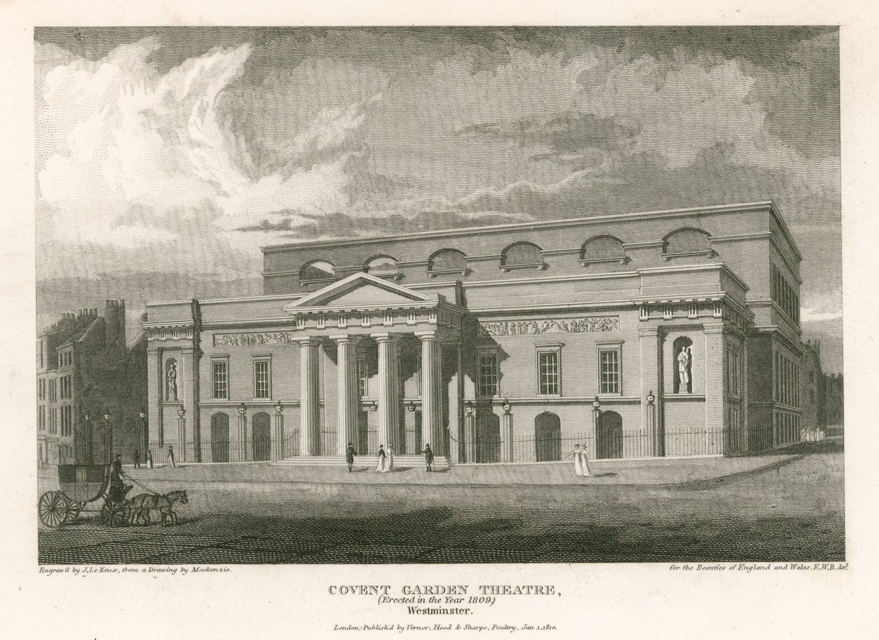 Teatro Covent Garden, Westminster, Londres (grabado) de English School