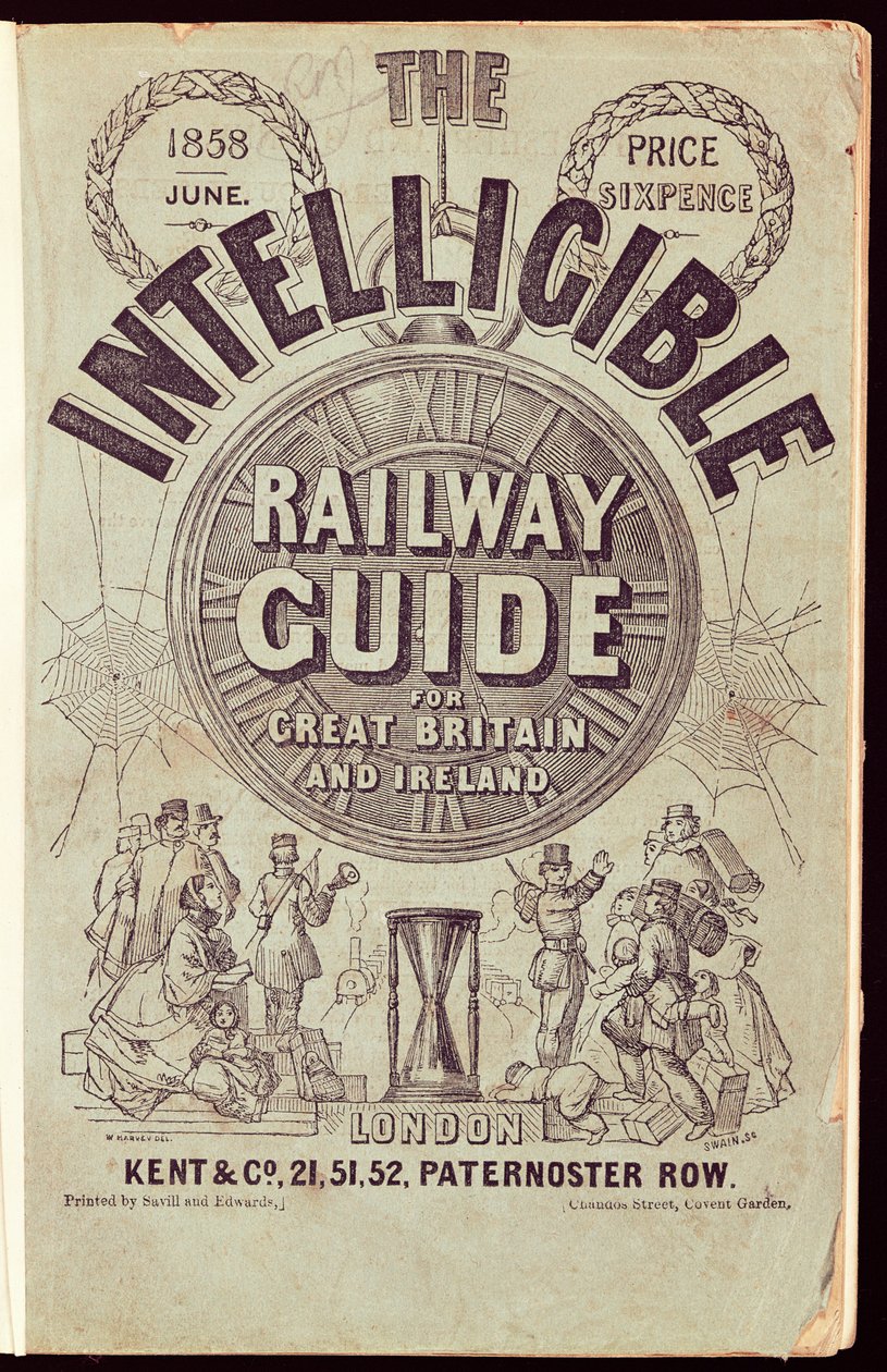 Portada de "The Intelligible Railway Guide", junio de 1858 (impresión) de English School
