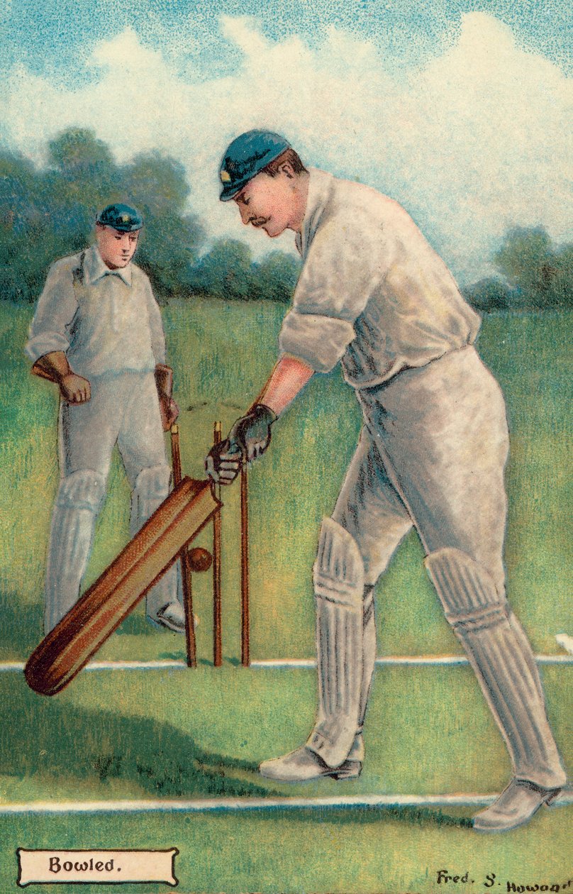 Cricket: Bowled (litografía en color) de English School