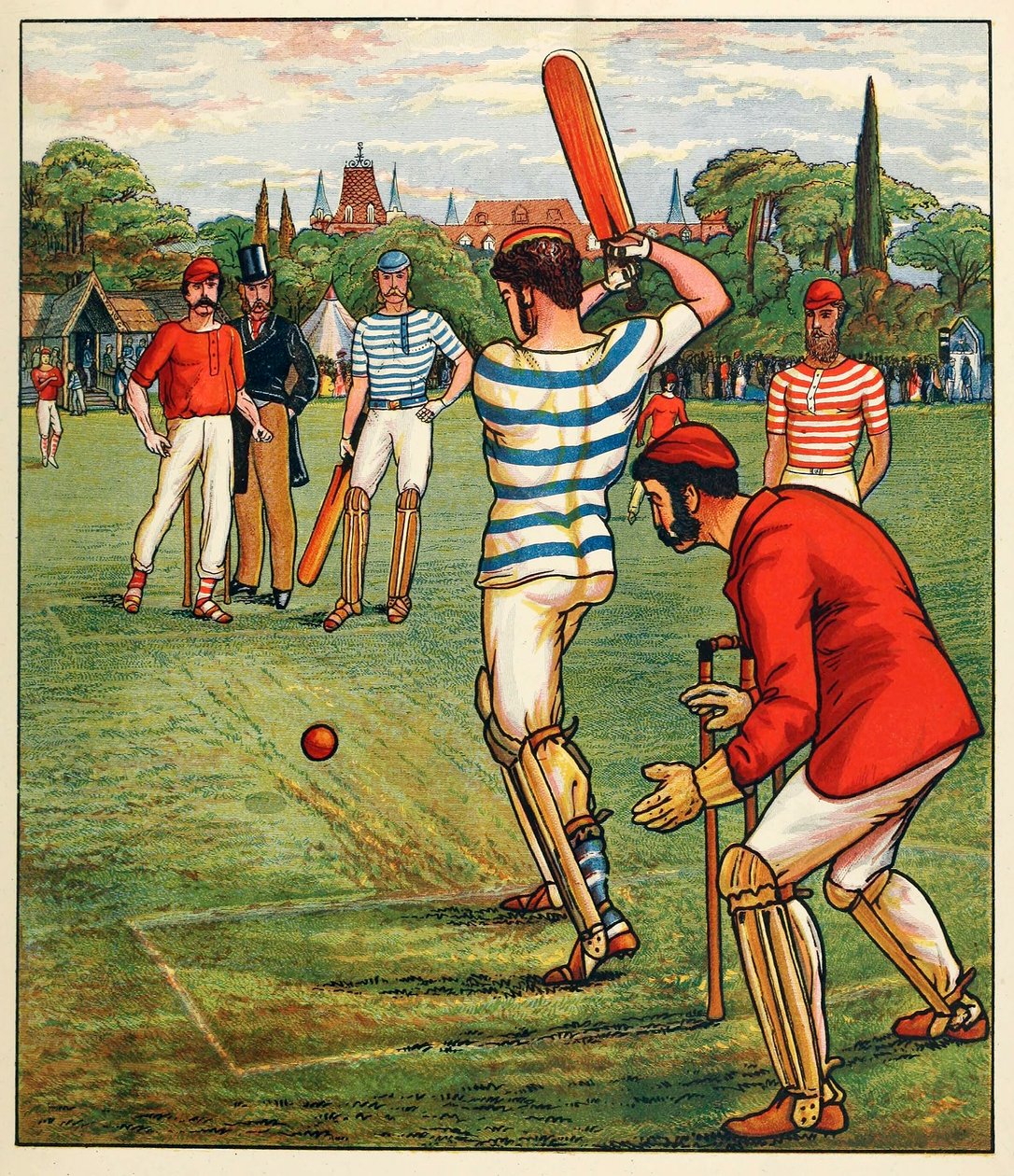 Críquet, de Deportes y Juegos Británicos, pub. c. 1880 de English School