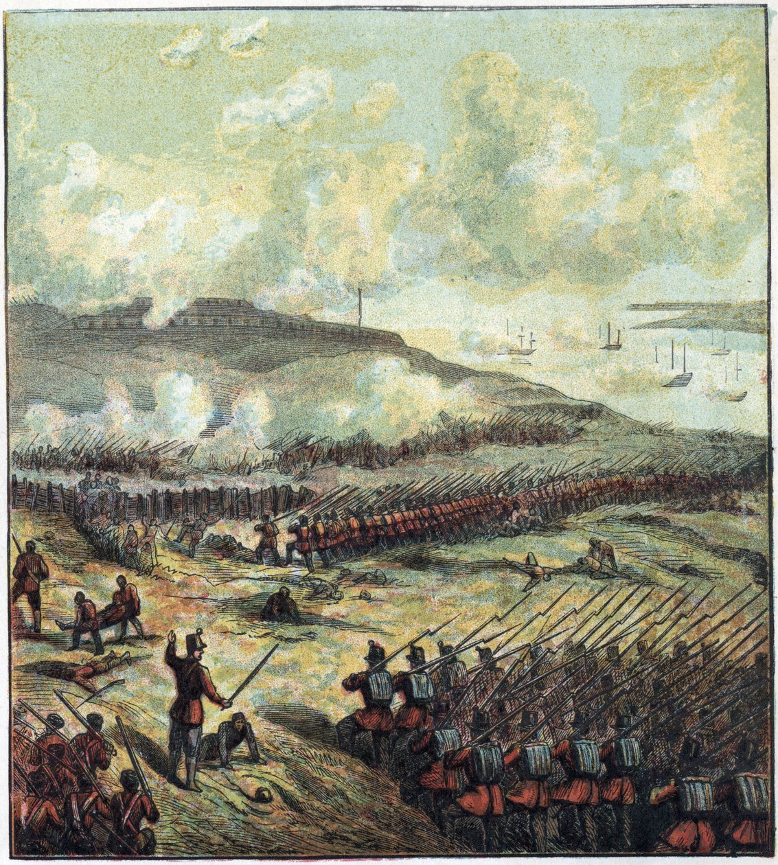 Guerra de Crimea (1853-1856): la batalla de Inkermann el 5/11/1854 entre Rusia y la coalición británica, francesa y turca que ganó. La Batalla de Inkerman de English School