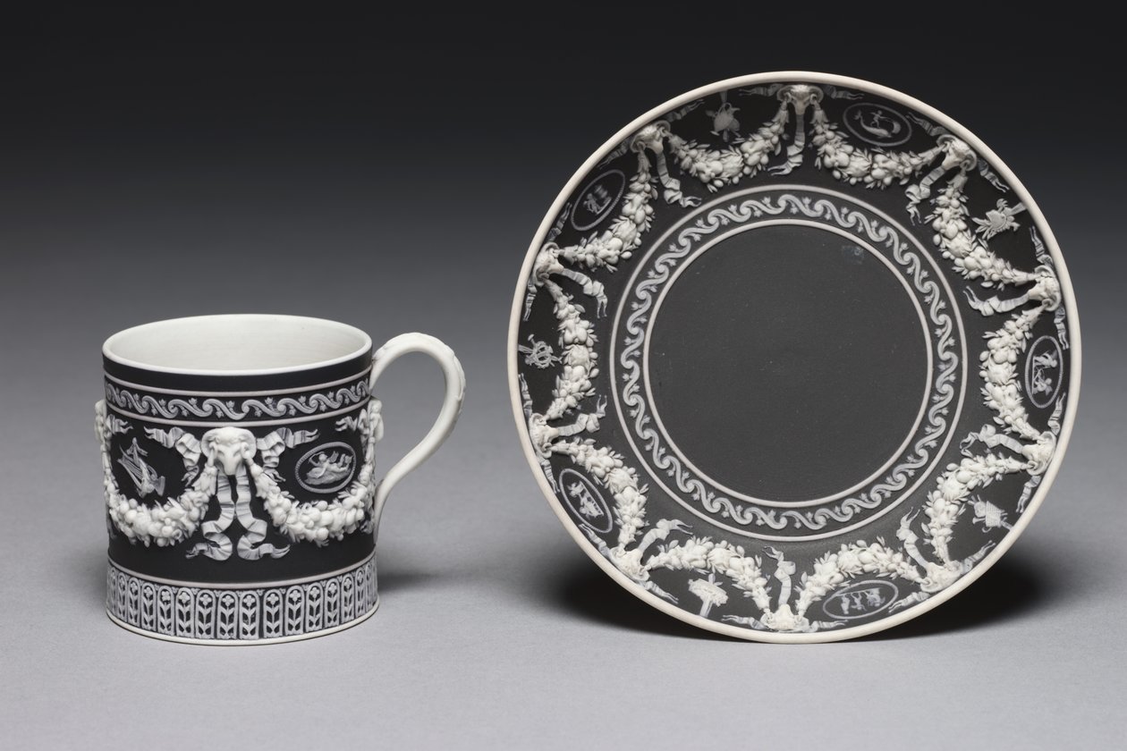 Taza y platillo, diseñado y fabricado por Fábrica Wedgwood, c.1790 de English School