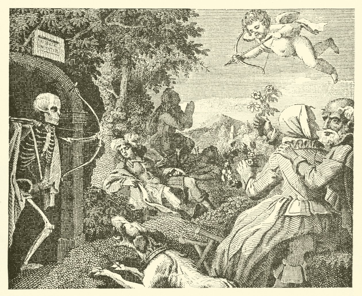 Cupido y la muerte (grabado) de English School