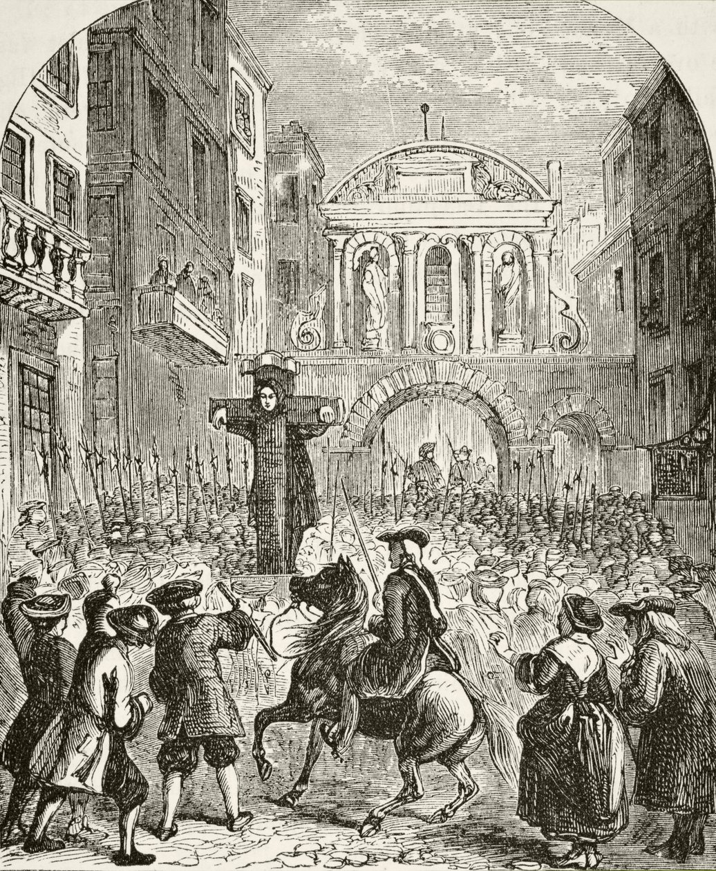 Daniel Defoe en la picota en el Temple Bar, de 