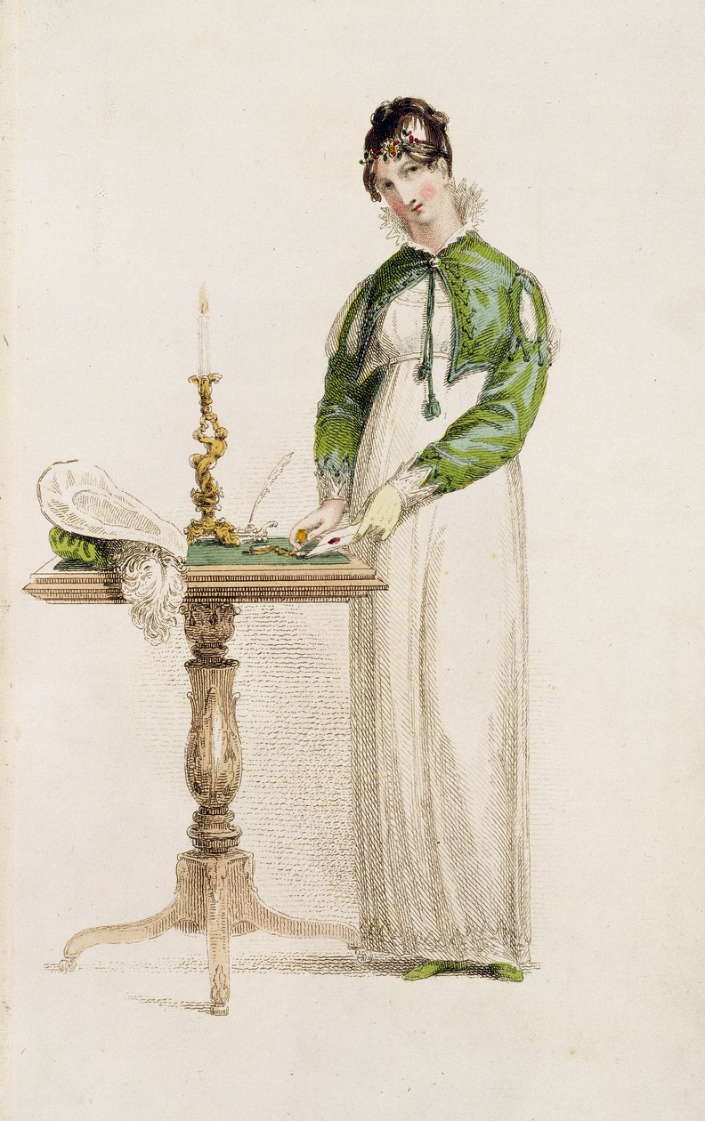 Vestido de día, lámina de moda de Ackermanns Repository of Arts de English School