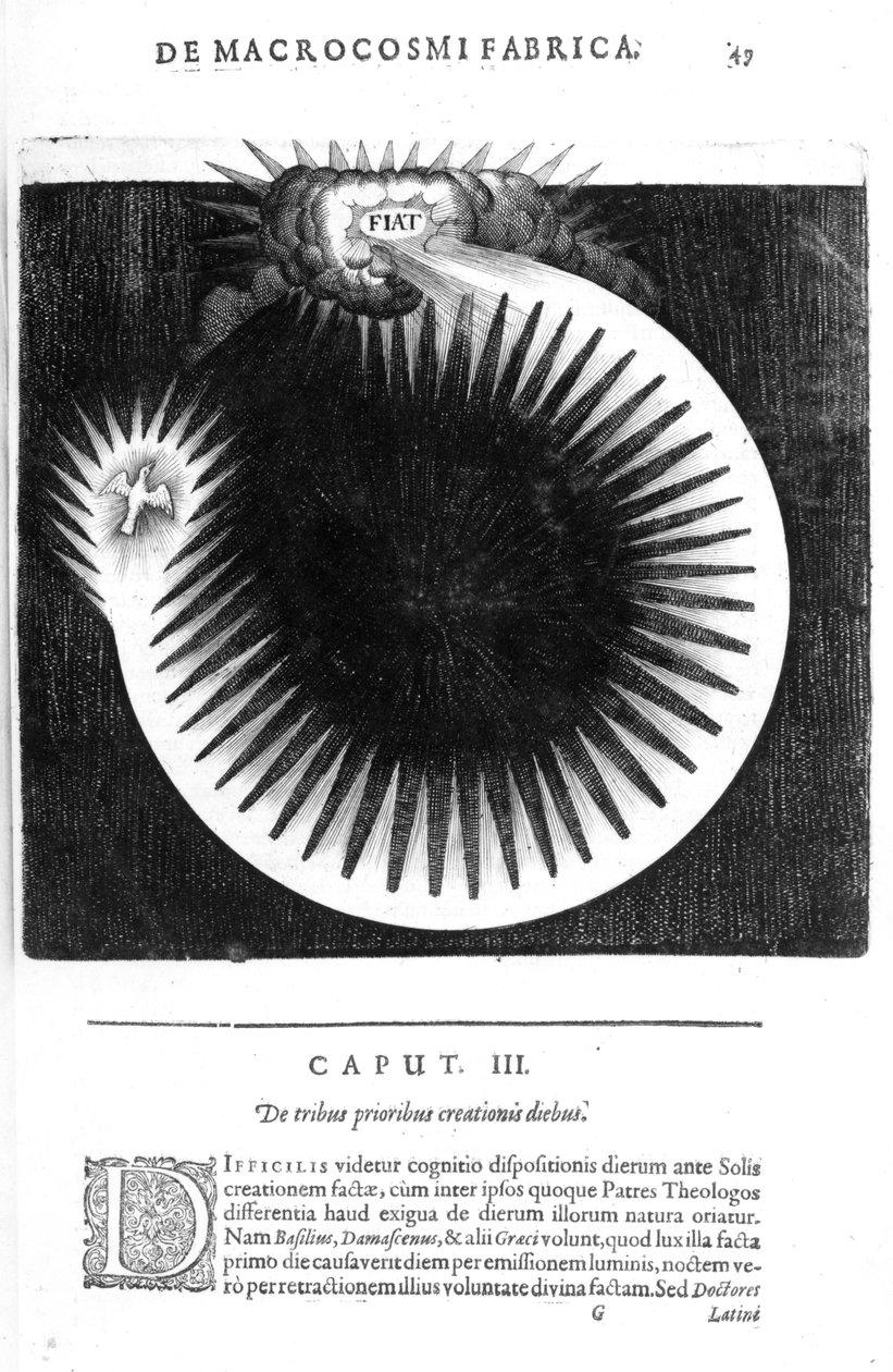 De tribus prioribus creationis diebus, de Utriusque Cosmi Historia de Robert Fludd, 1617-19 de English School