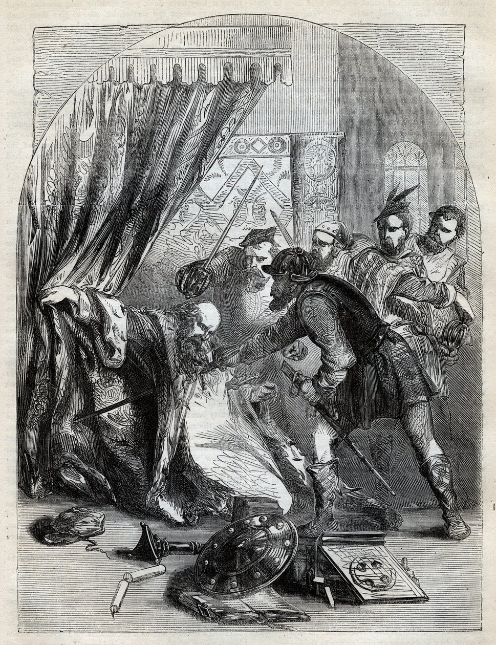 Muerte del Cardenal Beaton, 29 de mayo de 1546 - Cardenal David Beaton (c1494-1546), Arzobispo de St. Andrews, asesinado durante la Reforma Escocesa - grabado de “Historia de Inglaterra” por Cassell Petter & Galpin, Londres (1890) de English School