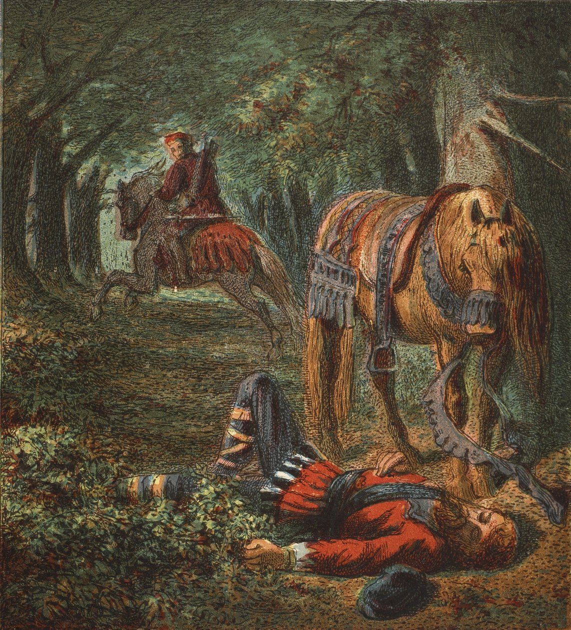 Muerte de Guillermo II, pub. 1890 (litografía en color) de English School