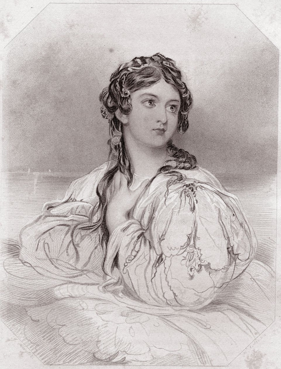 Desdémona, de la obra Otelo, "Galería de las Mujeres de Shakespeare" de English School