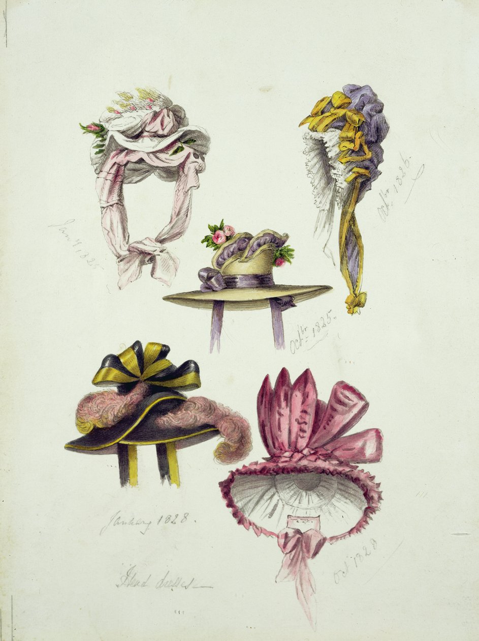 Diseños para sombreros de la Regencia, 1828 de English School